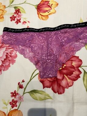 Juicy Couture Purple Lace Bikini Panty with Black Logo Waistband